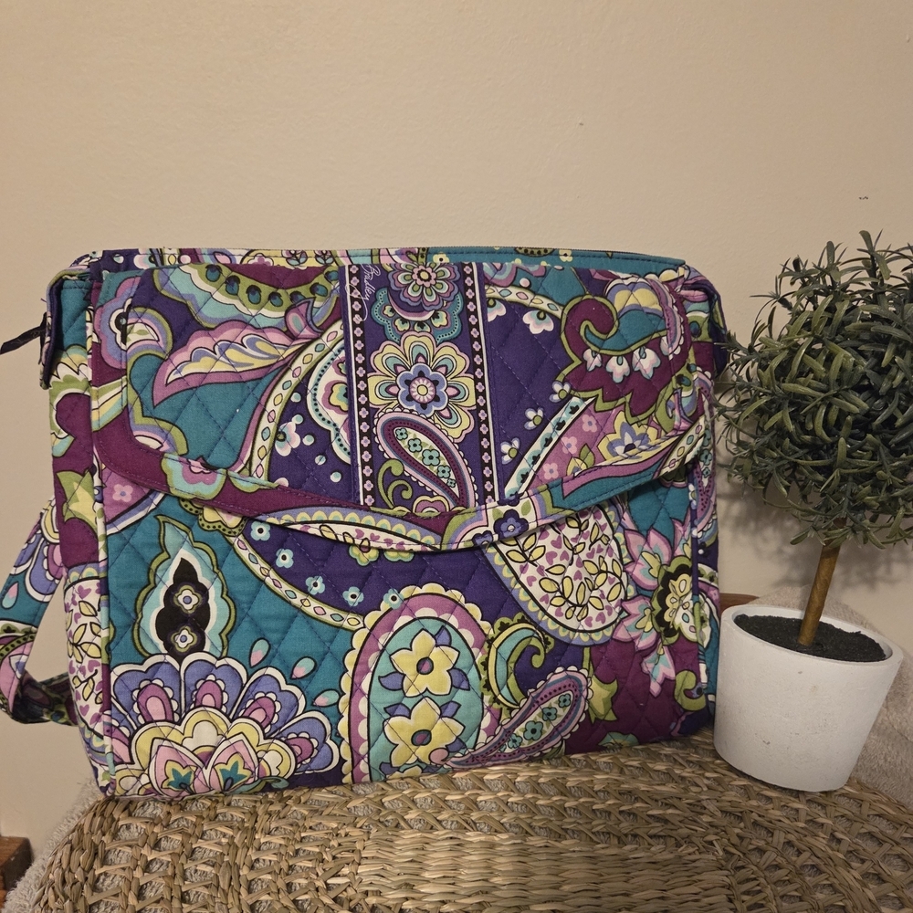 Vera Bradley Purple and Green Crossbody Bag with Paisley Print EUC!!